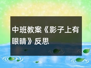 中班教案《影子上有“眼睛”》反思