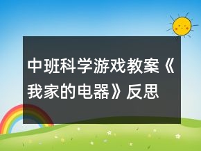 中班科學(xué)游戲教案《我家的電器》反思