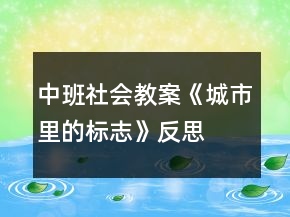 中班社會(huì)教案《城市里的標(biāo)志》反思