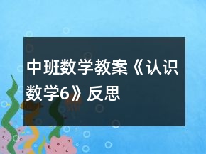 中班數(shù)學(xué)教案《認(rèn)識(shí)數(shù)學(xué)6》反思