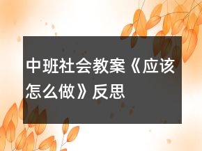 中班社會教案《應(yīng)該怎么做》反思