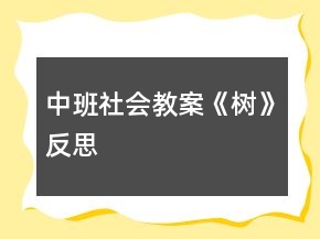 中班社會(huì)教案《樹(shù)》反思