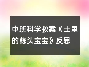 中班科學(xué)教案《土里的蒜頭寶寶》反思