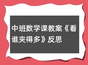 中班數(shù)學(xué)課教案《看誰夾得多》反思