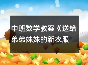 中班數(shù)學(xué)教案《送給弟弟妹妹的新衣服》反思