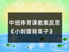 中班體育課教案反思《小刺猬背果子》