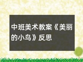 中班美術(shù)教案《美麗的小鳥(niǎo)》反思