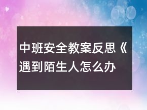 中班安全教案反思《遇到陌生人怎么辦》