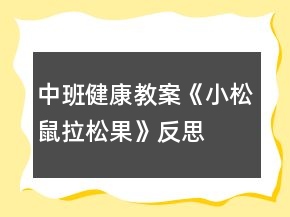 中班健康教案《小松鼠拉松果》反思