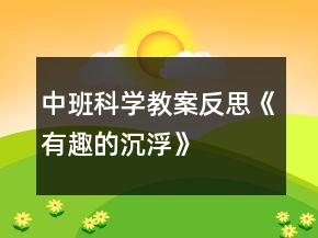 中班科學教案反思《有趣的沉浮》