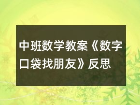 中班數(shù)學(xué)教案《數(shù)字口袋找朋友》反思