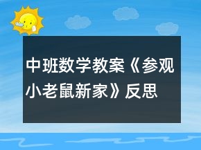 中班數(shù)學教案《參觀小老鼠新家》反思