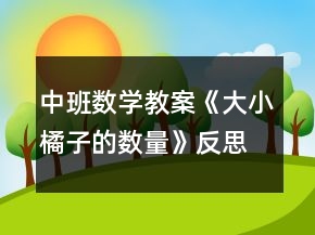 中班數(shù)學(xué)教案《大小橘子的數(shù)量》反思