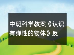 中班科學(xué)教案《認(rèn)識(shí)有彈性的物體》反思