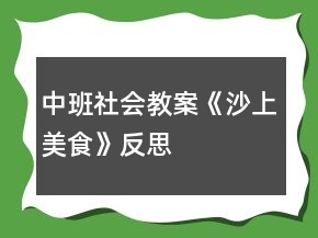 中班社會教案《沙上美食》反思