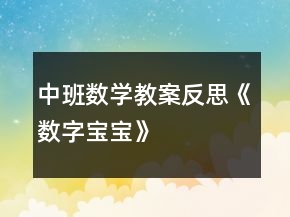 中班數(shù)學(xué)教案反思《數(shù)字寶寶》