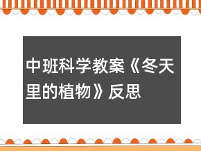 中班科學教案《冬天里的植物》反思