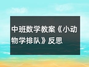 中班數(shù)學(xué)教案《小動物學(xué)排隊》反思