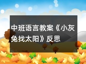 中班語言教案《小灰兔找太陽》反思