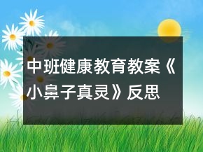 中班健康教育教案《小鼻子真靈》反思