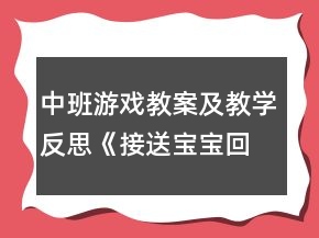 中班游戲教案及教學(xué)反思《接送寶寶回家》