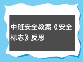 中班安全教案《安全標(biāo)志》反思