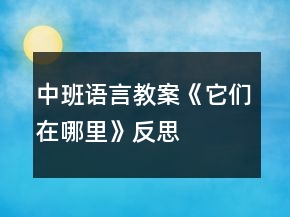 中班語言教案《它們在哪里》反思