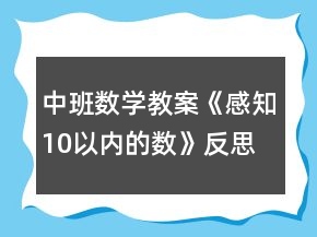 中班數(shù)學(xué)教案《感知10以內(nèi)的數(shù)》反思