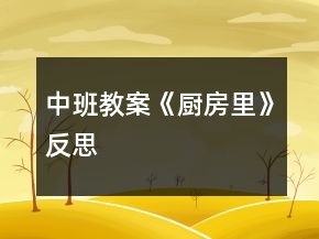 中班教案《廚房里》反思