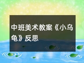 中班美術(shù)教案《小烏龜》反思