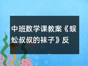 中班數(shù)學(xué)課教案《蜈蚣叔叔的襪子》反思