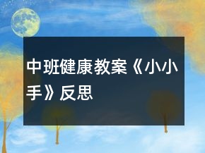 中班健康教案《小小手》反思