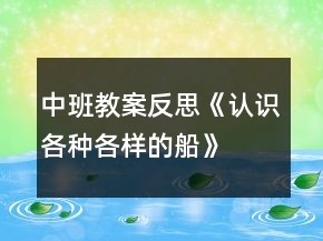 中班教案反思《認(rèn)識(shí)各種各樣的船》