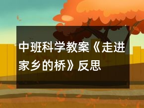 中班科學(xué)教案《走進(jìn)家鄉(xiāng)的橋》反思