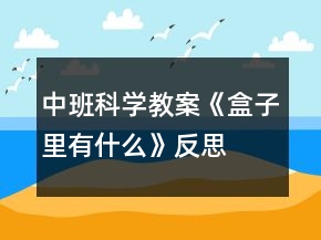 中班科學(xué)教案《盒子里有什么》反思