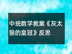 中班數(shù)學(xué)教案《灰太狼的皇冠》反思
