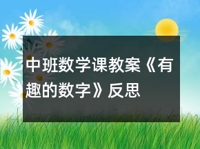 中班數(shù)學課教案《有趣的數(shù)字》反思