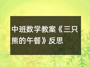 中班數(shù)學(xué)教案《三只熊的午餐》反思
