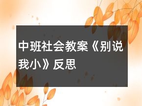 中班社會教案《別說我小》反思