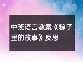 中班語言教案《粽子里的故事》反思