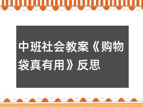 中班社會教案《購物袋真有用》反思