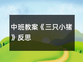 中班教案《三只小豬》反思