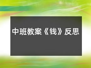 中班教案《錢》反思
