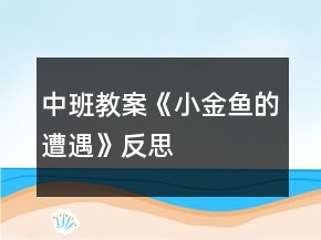 中班教案《小金魚的遭遇》反思