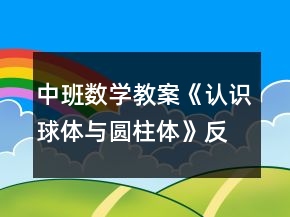 中班數(shù)學(xué)教案《認識球體與圓柱體》反思