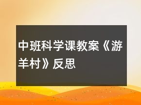 中班科學(xué)課教案《游羊村》反思