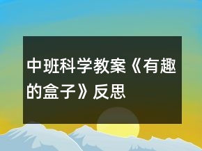 中班科學(xué)教案《有趣的盒子》反思