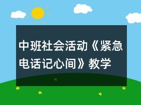 中班社會(huì)活動(dòng)《緊急電話記心間》教學(xué)設(shè)計(jì)反思