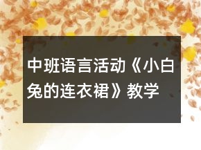 中班語言活動《小白兔的連衣裙》教學(xué)設(shè)計反思