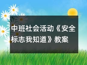 中班社會(huì)活動(dòng)《安全標(biāo)志我知道》教案反思
